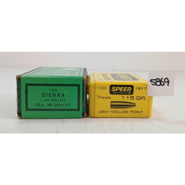 BULLETS: 200X SIERRA & SPEER 7MM - 115 & 160GR - SPITZER BT & HP - SEALED
