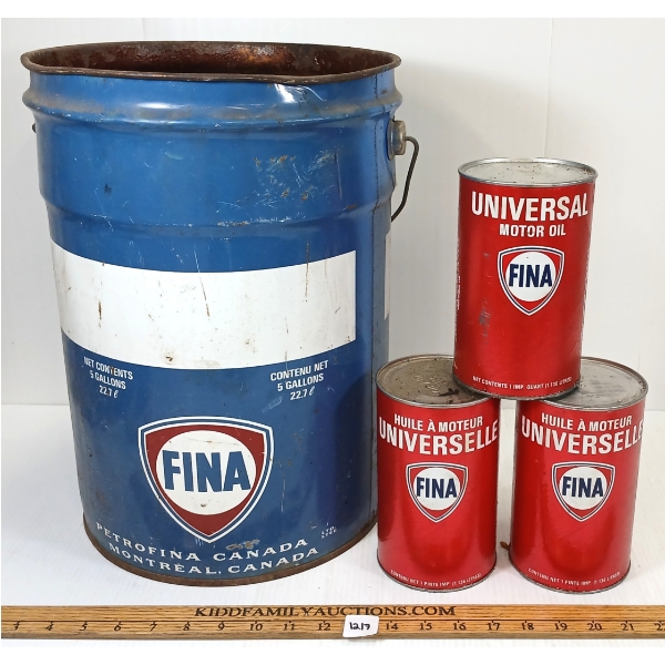 LOT OF 4 - FINA OIL QT & 5GAL CANS