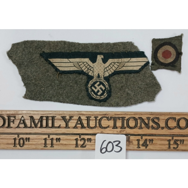 LOT OF 2 - WWII GERMAN UNIFORM EAGLE & HAT CRESTS