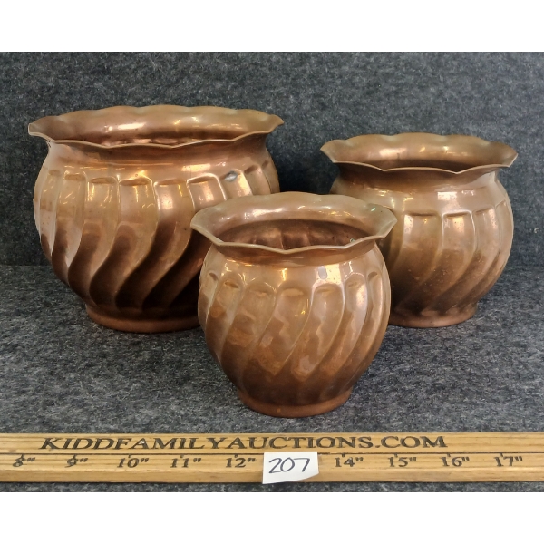 LOT OF 3 - COPPER PLANTERS