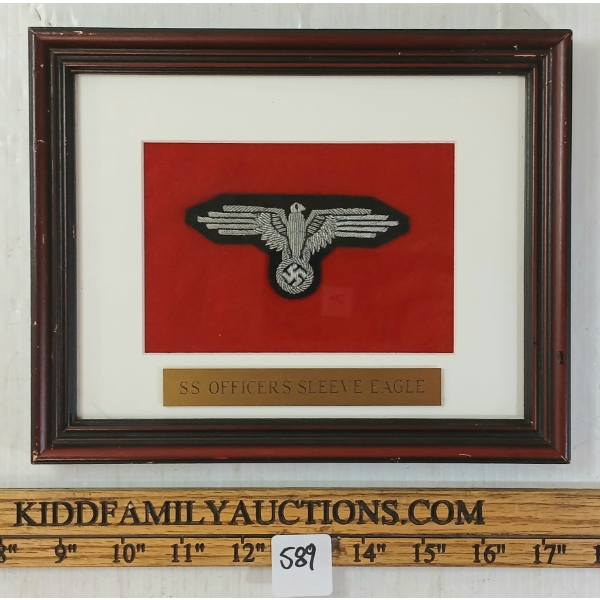 WWII GERMAN S.S. OFFICER'S SLEEVE EAGLE - FRAMED
