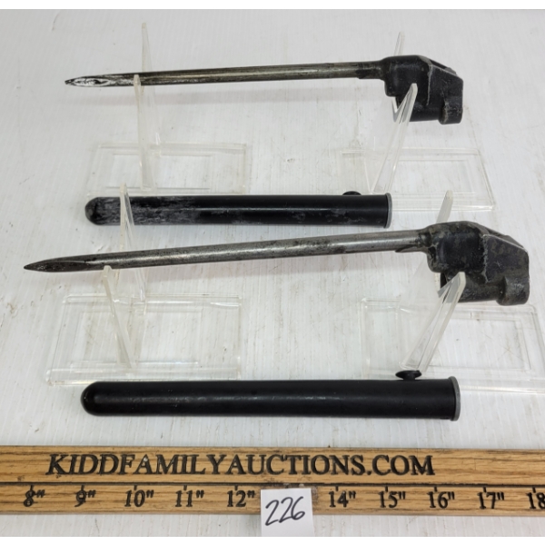 LOT OF 2 - UNKNOWN SPIKE BAYONETS W/ SCABBARDS