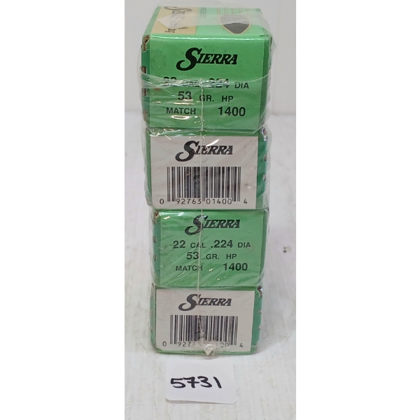 BULLETS: 400X SIERRA .22 - 53GR - HP