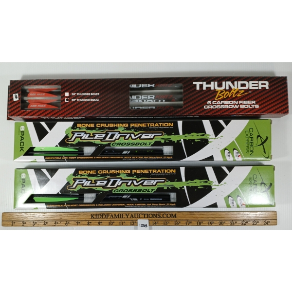 LOT OF 3 - CARBON EXPRESS PILEDRIVER & THUNDER BOLTZ CROSSBOW ARROWS - NIB