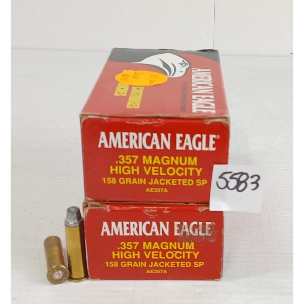 AMMO / BRASS: 100X AMERICAN EAGLE .357MAG - 158GR - 7X BRASS ONCE FIRED