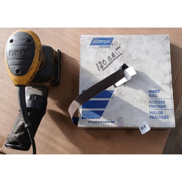 LOT OF 2 - DEWALT PALM SANDER & NORTON HANDY ROLL