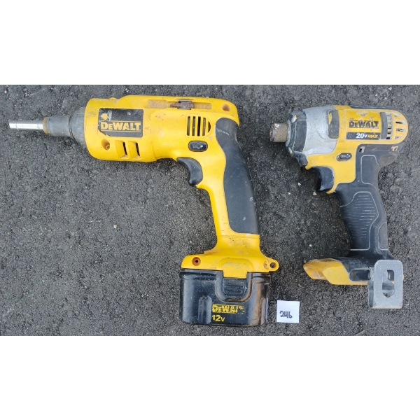 LOT OF 2 - DEWALT 20V 1/4IN IMPACT DRIVER & DRYWALL VSR SCREWDRIVER