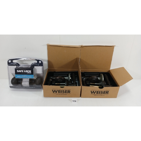 LOT OF 3 - WEISER KNOBSETS - INCL BED & BATH SAFE LOCK 