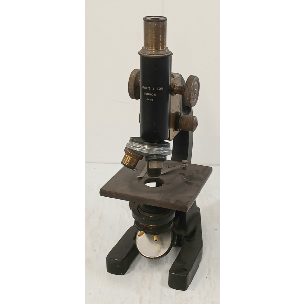 J. SWIFT & SON (LONDON) 18679 MICROSCOPE - ENAMEL / BRASS - C. 1910-15