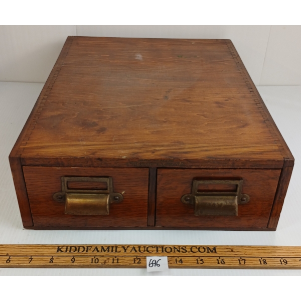 OAK DOVETAILED CARD FILE CABINET