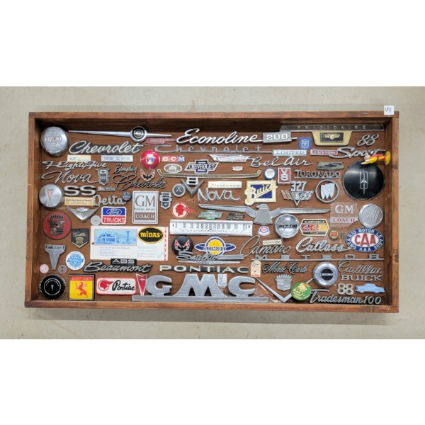 FRAMED AUTO INSIGNIA - INCL PONTIAC, METEOR, MONTE CARLO, ETC