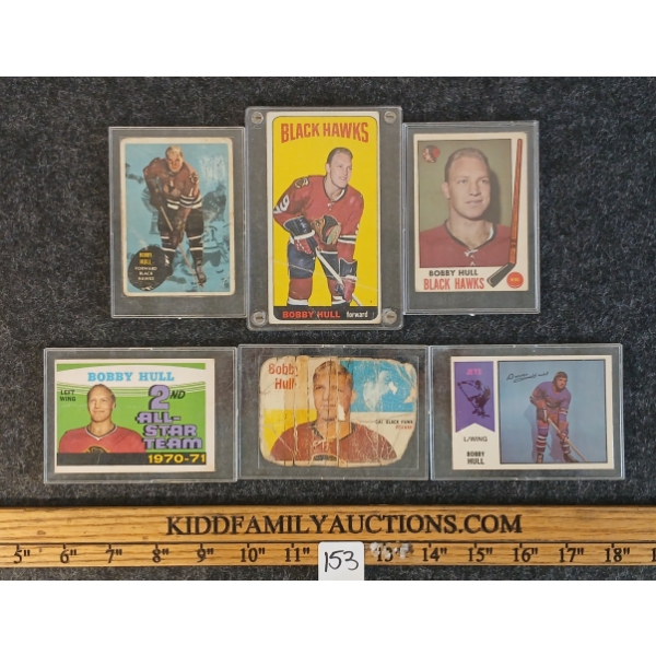 LOT OF 6 - 1960-1974 OPC & TOPPS CHICAGO BLACK HAWKS BOBBY HULL CARDS