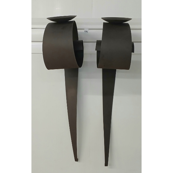 LOT OF 2 - METAL WALL ART CANDLE HOLDERS