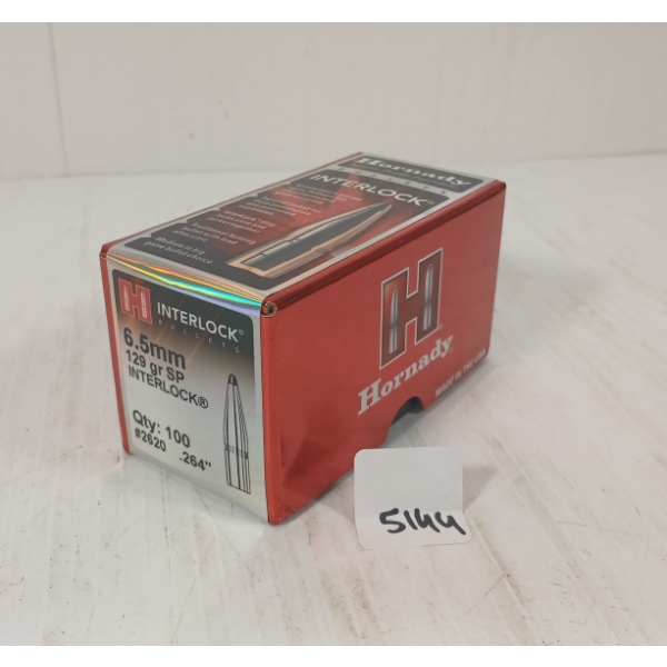 BULLETS: 100X HORNADY INTERLOCK 6.5MM - 129GR - SP - SEALED