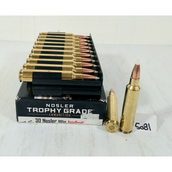 AMMO: 20X NOSLER TROPHY GRADE .30 NOSLER - 180GR - ACCUBOND
