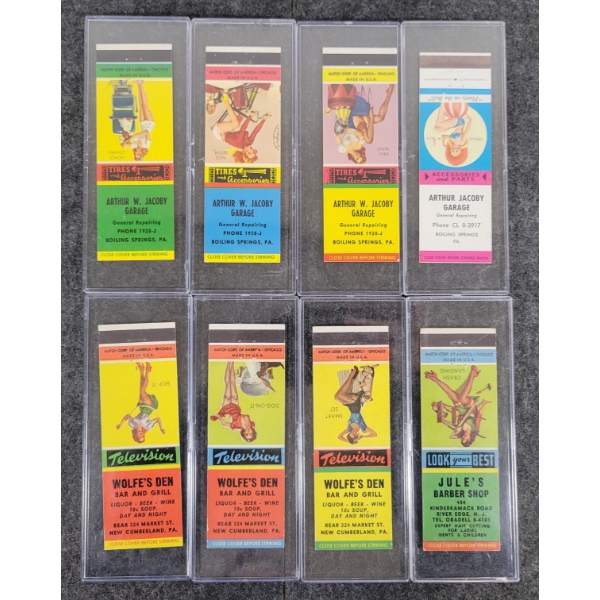 LOT OF 8 - PIN-UP ADVERTISING MATCHBOOK PACKAGES - MATCH CORP, ETC