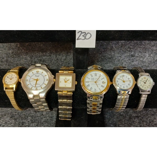 LOT OF 6 - 2 TONED WATCHES - INCL TIMEX, ACUET, BETONE, ETC
