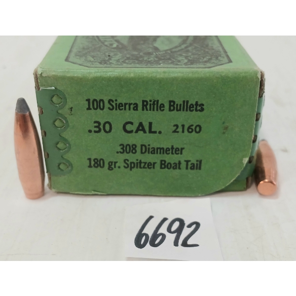 BULLETS: APPROX 100X SIERRA .30CAL - 180GR