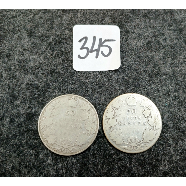 LOT OF 2 - 1910 & 1911 CDN 50 CENT COINS