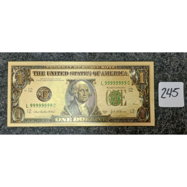 2003-A U.S. $1 BANKNOTE - 24K GOLD LEAF