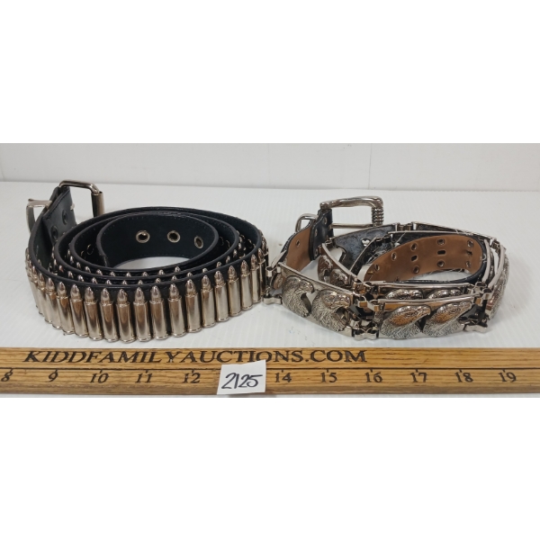 LOT OF 2 - SILVER BULLET & EAGLE HEAD BELTS
