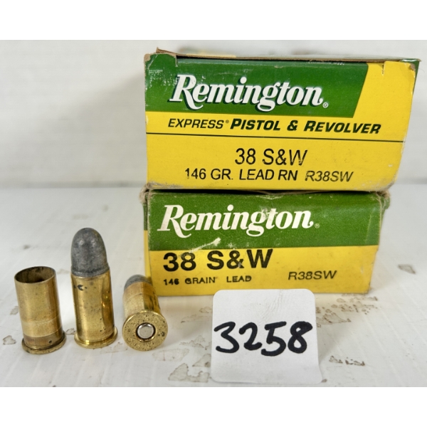 AMMO / BRASS: 38X LIVE & 35X BRASS REM .38 S&W - 146 GR LRN