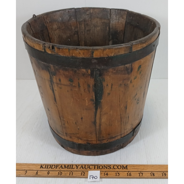 PRIMITIVE WOOD BANDED BUCKET