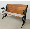 Image 4 : GARDEN BENCH W/ ORNATE SCROLLWORK WROUGHT IRON ENDS 