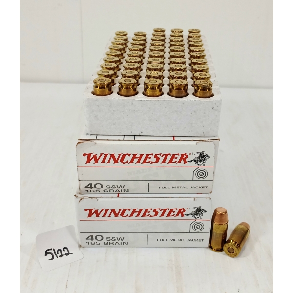 AMMO: 100X WINCHESTER .40 S&W - 165GR - FMJ