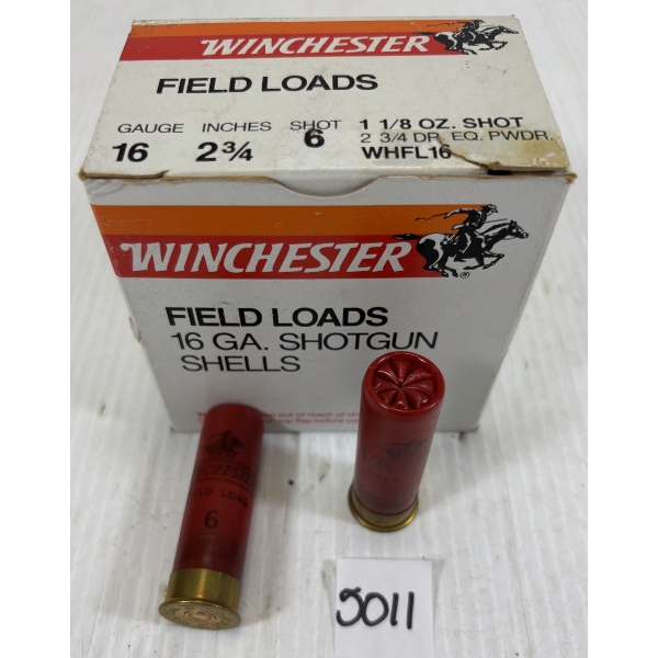 AMMO: 25 X WINCHESTER 16 GA 2 3/4 INCH NO 6