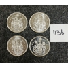 Image 1 : LOT OF 4 - 1962 CDN 50 CENT SILVER COINS