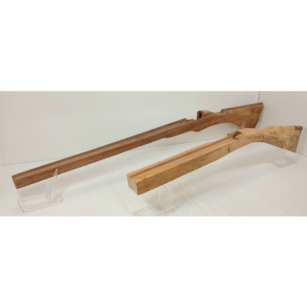 LOT OF 2 - HAND-CARVED ORNATE PERCUSSION STOCKS - SEE ALL PICS
