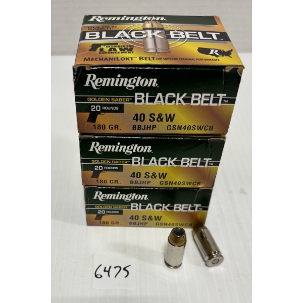 AMMO: 60 X REMINGTON BLACK BELT .40 S&W BBJHP - 180 GR