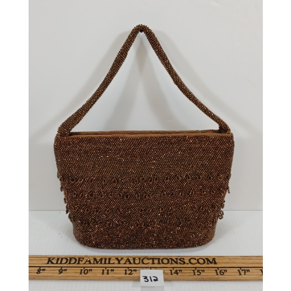 BROWN BEADED HANDBAG / CLUTCH