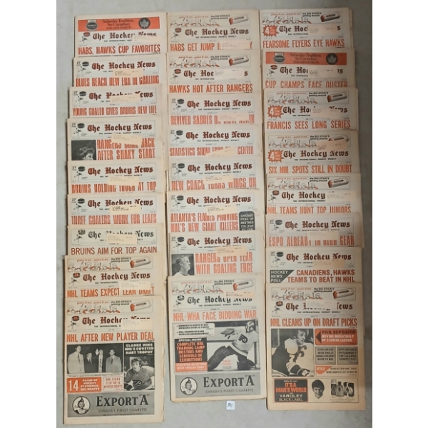 LOT OF 25 - 1973 THE HOCKEY NEWS PAPERS - "FEARSOME FLYERS EYE HAWKS"