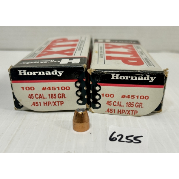 BULLETS: APPROX 180X HORNADY .45 CAL 185 GR HP - FOR .45 ACP