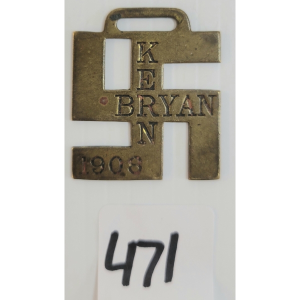 SWASTIKA FOB - 1908 KEN BRYAN