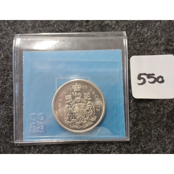 1965 CDN SILVER 50 CENT COIN - CCCS GRADED
