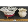 Image 2 : LOT OF 2 - VISTA ALEGRE RETICULATED PORCELAIN BASKET & BELLEEK CASTLE NEPTUNE SHELL VASE
