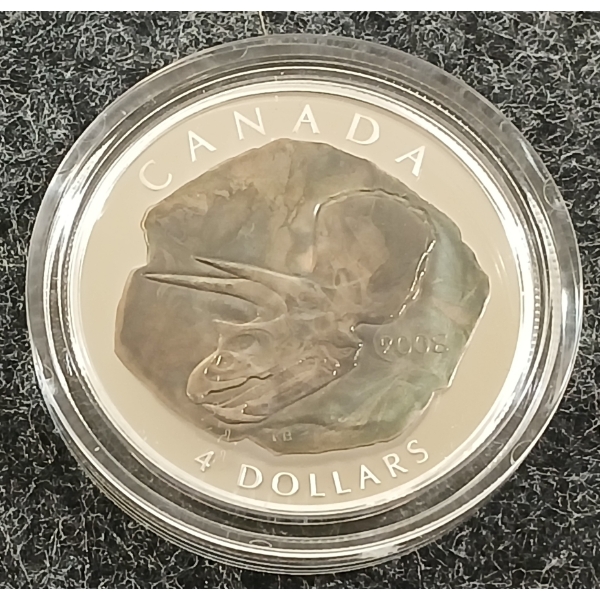 2008 RCM $4 FINE SILVER COIN - GIANTS OF PREHISTORY