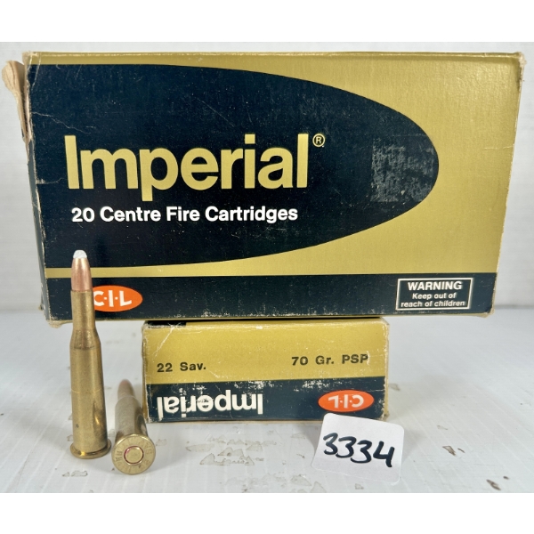 AMMO: 40X CIL .22 SAVAGE HIGH POWER - 70 GR SP