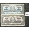 Image 1 : LOT OF 2 - 1937 CDN $5 & 10 BANKNOTES