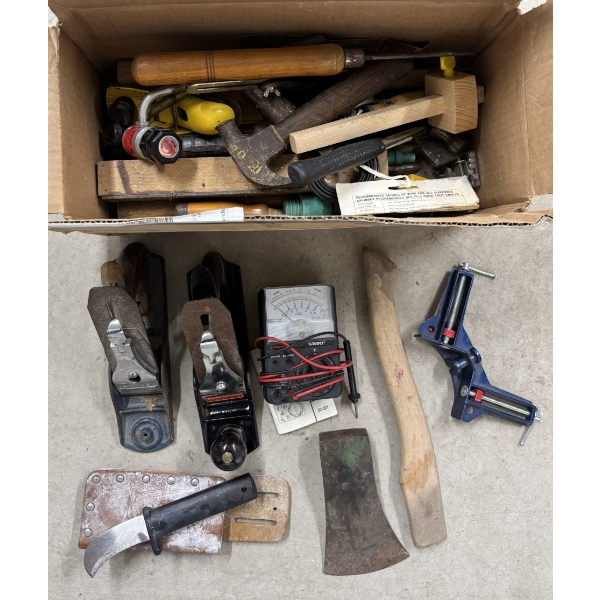 JOB LOT - MISC HAND TOOLS - PLANES, CHISELS, HACHET HANDLES