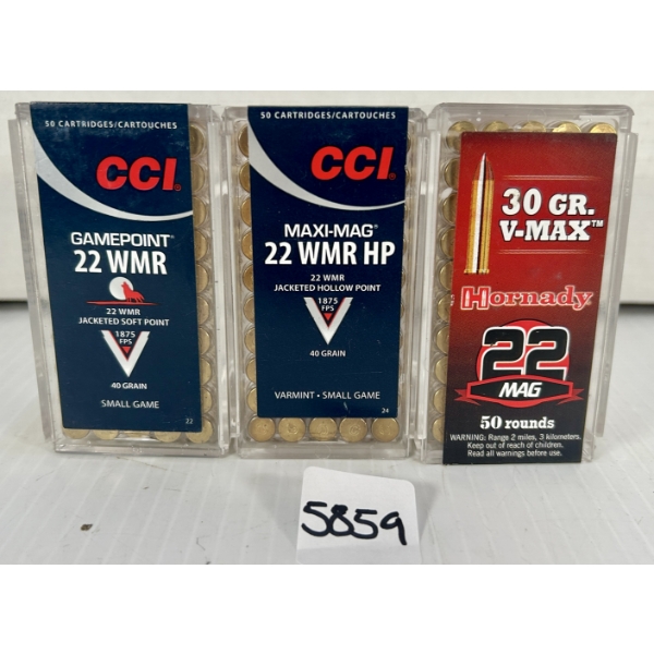 AMMO: 150X CCI & HDY .22 WMR - 40 GR SP & HP & 30 GR POLY TIP