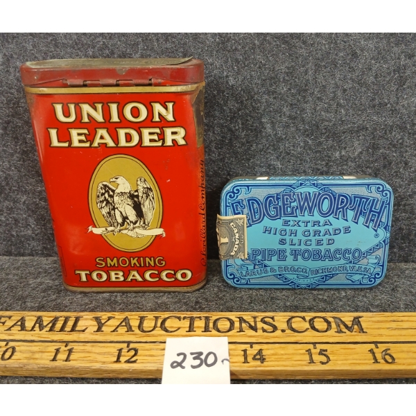 LOT OF 2 - TOBACCO TINS - INCL UNION LEADER & EDGEWORTH