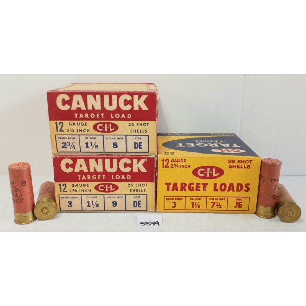 AMMO: 75X CIL CANUCK 12GA - 2 3/4IN - #7 1/2, 8 & 9 SHOT - COLLECTIBLE BOXES