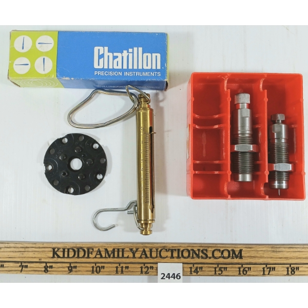 LOT OF 3 - LEE .243 DIE SET, CHATILLON SCALE, ETC