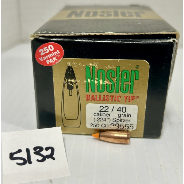 BULLETS: APPROX 240X NOSLER .22 CAL - 40 GR POLY TIP