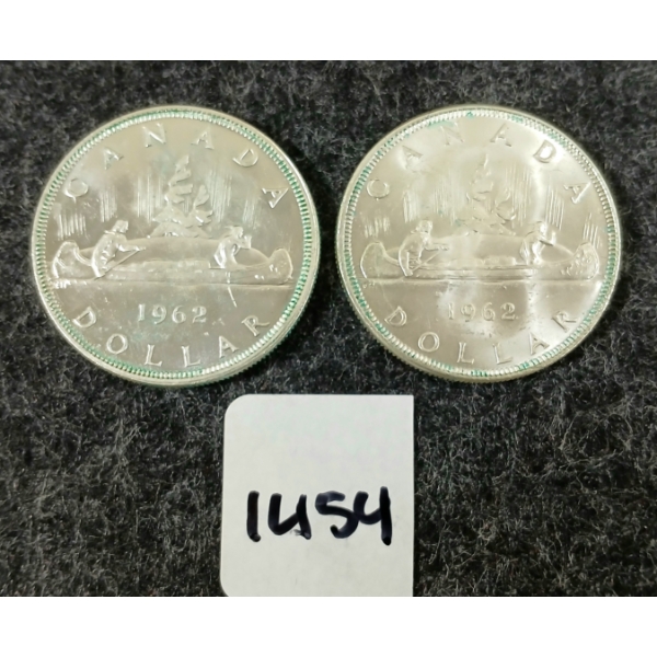 LOT OF 2 - 1962 CDN SILVER DOLLARS - VOYAGEUR