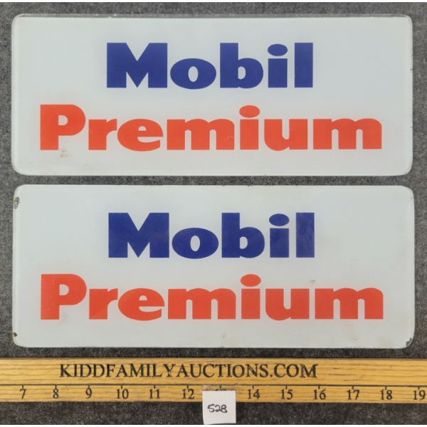 PAIR OF MOBIL PREMINUM GAS PUMP PLATES 